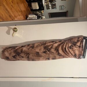 Brown Floral Strapless Dress